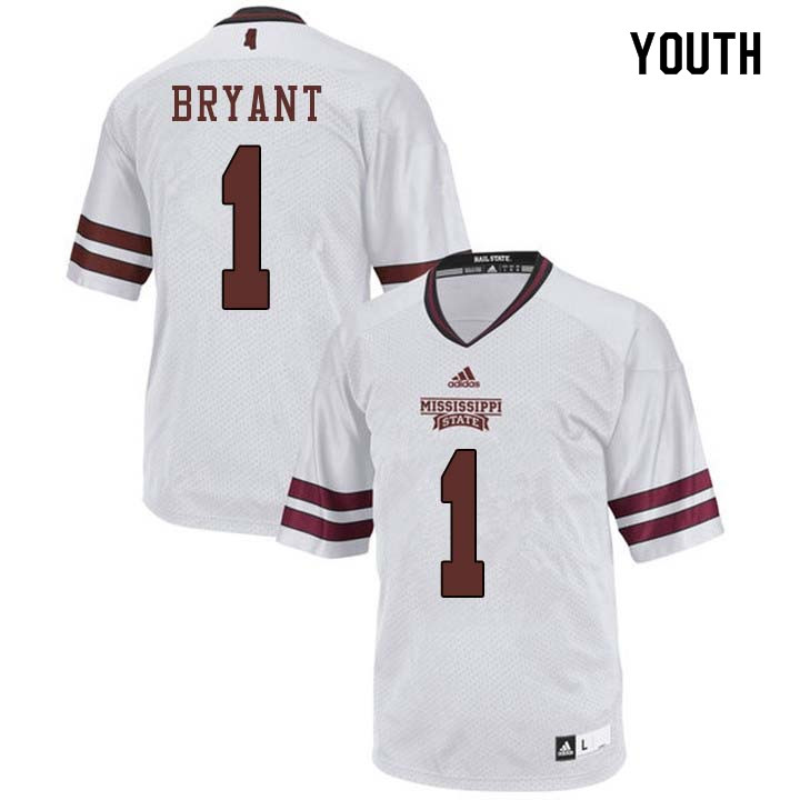 Youth #1 Brandon Bryant Mississippi State Bulldogs College Football Jerseys Sale-White - Click Image to Close